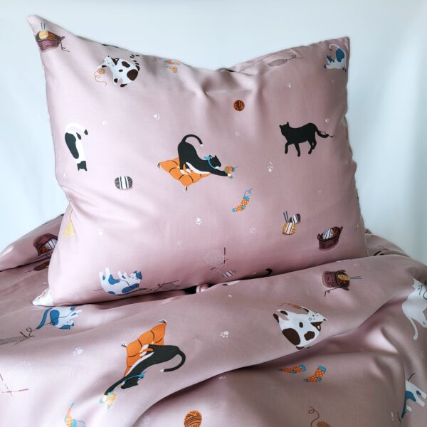 Tencel satiinist laste tekikott “Mjäu pink"