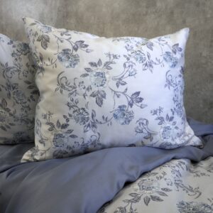Tencel satiinist tekikott "Blue White Flower / Denim Blue"